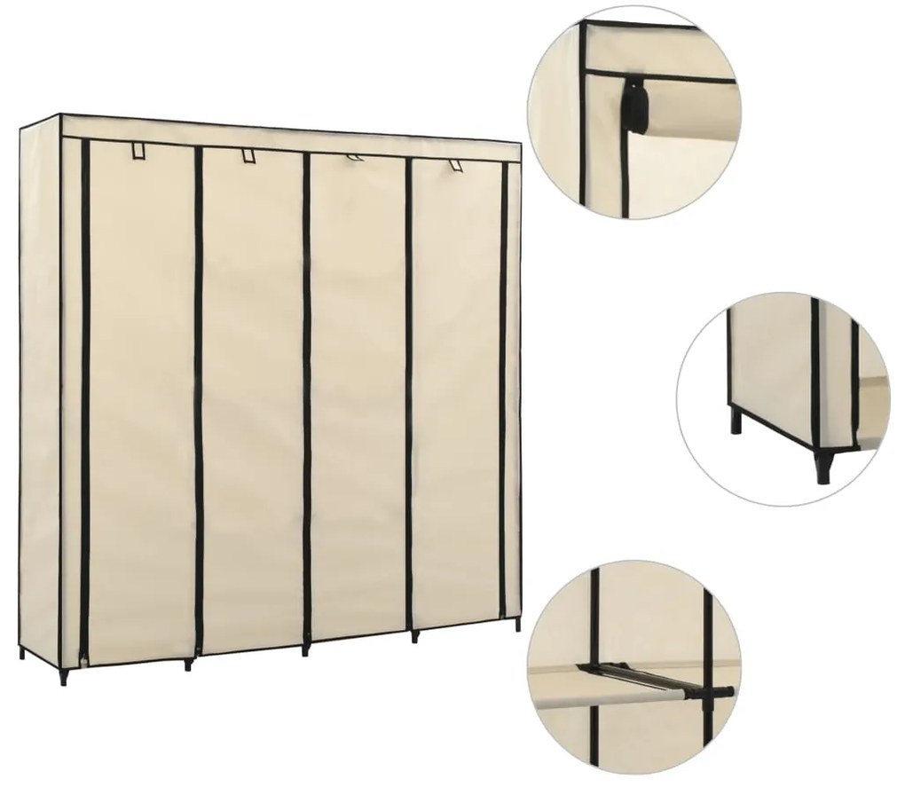 vidaXL Ντουλάπα με 4 Αποθηκευτικά Τμήματα Κρεμ 175 x 45 x 170 εκ.
