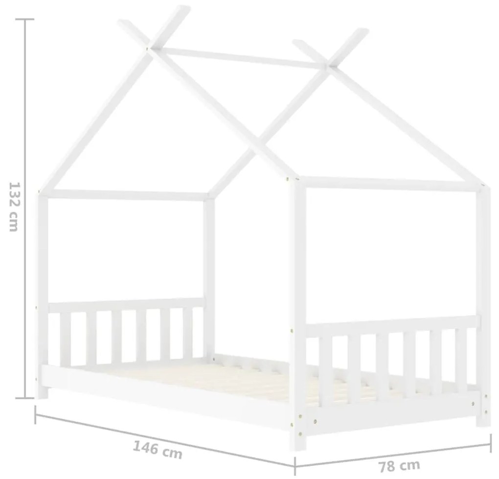Πλαίσιο Κρεβατιού Παιδικό Λευκό Τύπου Montessori 70 x 140 εκ. Μασίφ Ξύλο Πεύκου - Λευκό