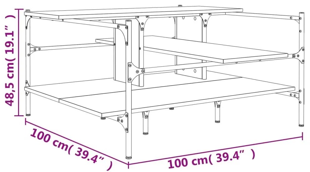 Τραπεζάκι Σαλονιού Γκρι Sonoma 100x100x48,5 εκ. Επεξεργ. Ξύλο - Γκρι