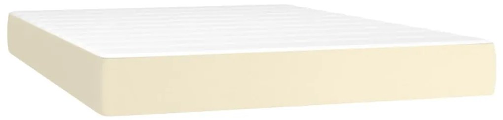 vidaXL Κρεβάτι Boxspring με Στρώμα Κρεμ 140x190εκ. από Συνθετικό Δέρμα