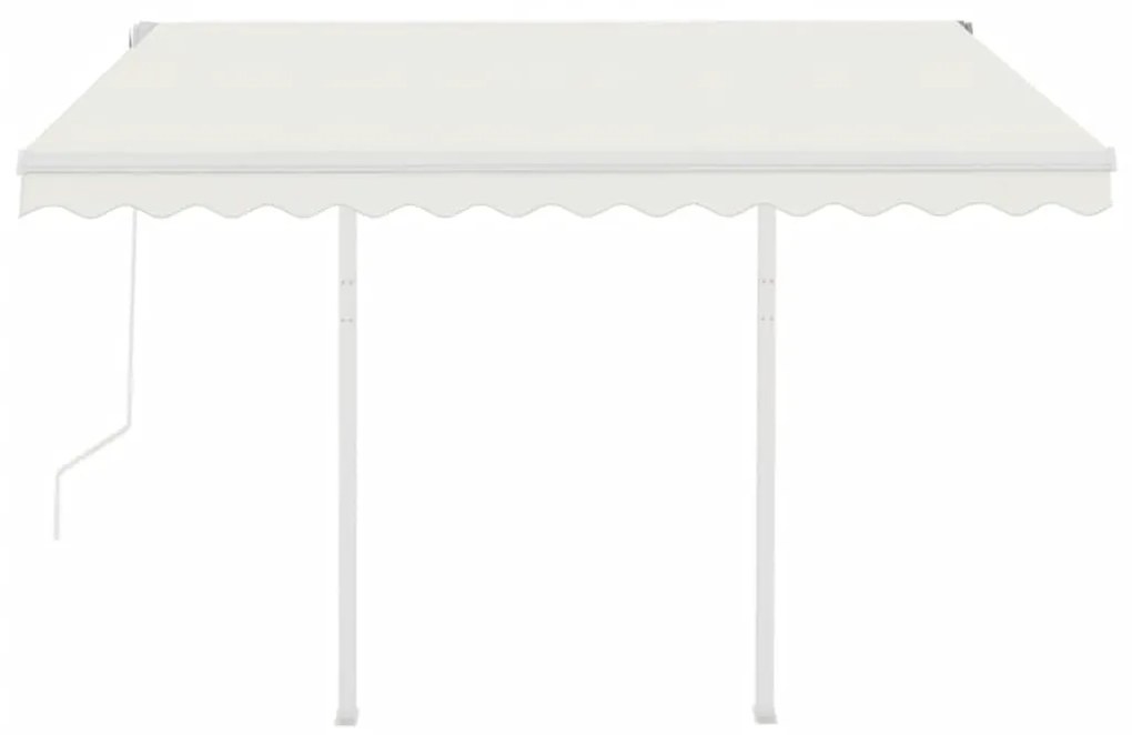 vidaXL Τέντα Συρόμενη Αυτόματη με Στύλους Κρεμ 3,5x2,5 μ.