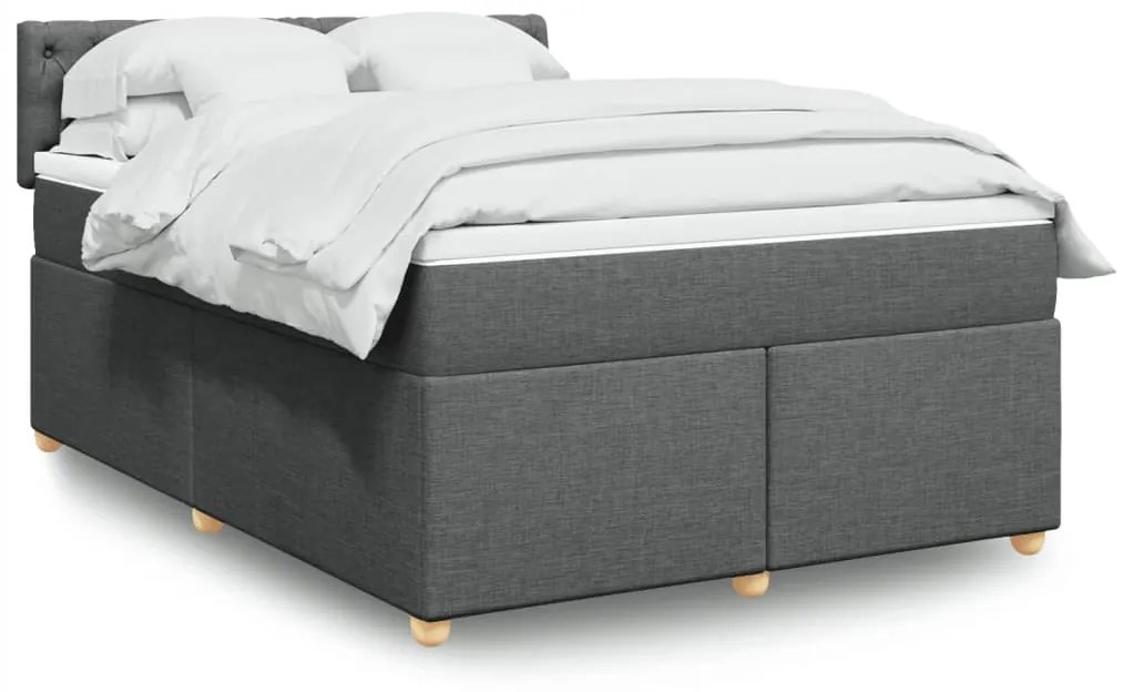 vidaXL Κρεβάτι Boxspring με Στρώμα Σκούρο Γκρι 140x200 εκ Υφασμάτινο