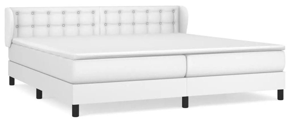 vidaXL Κρεβάτι Boxspring με Στρώμα Λευκό 200x200 εκ. Συνθετικό Δέρμα