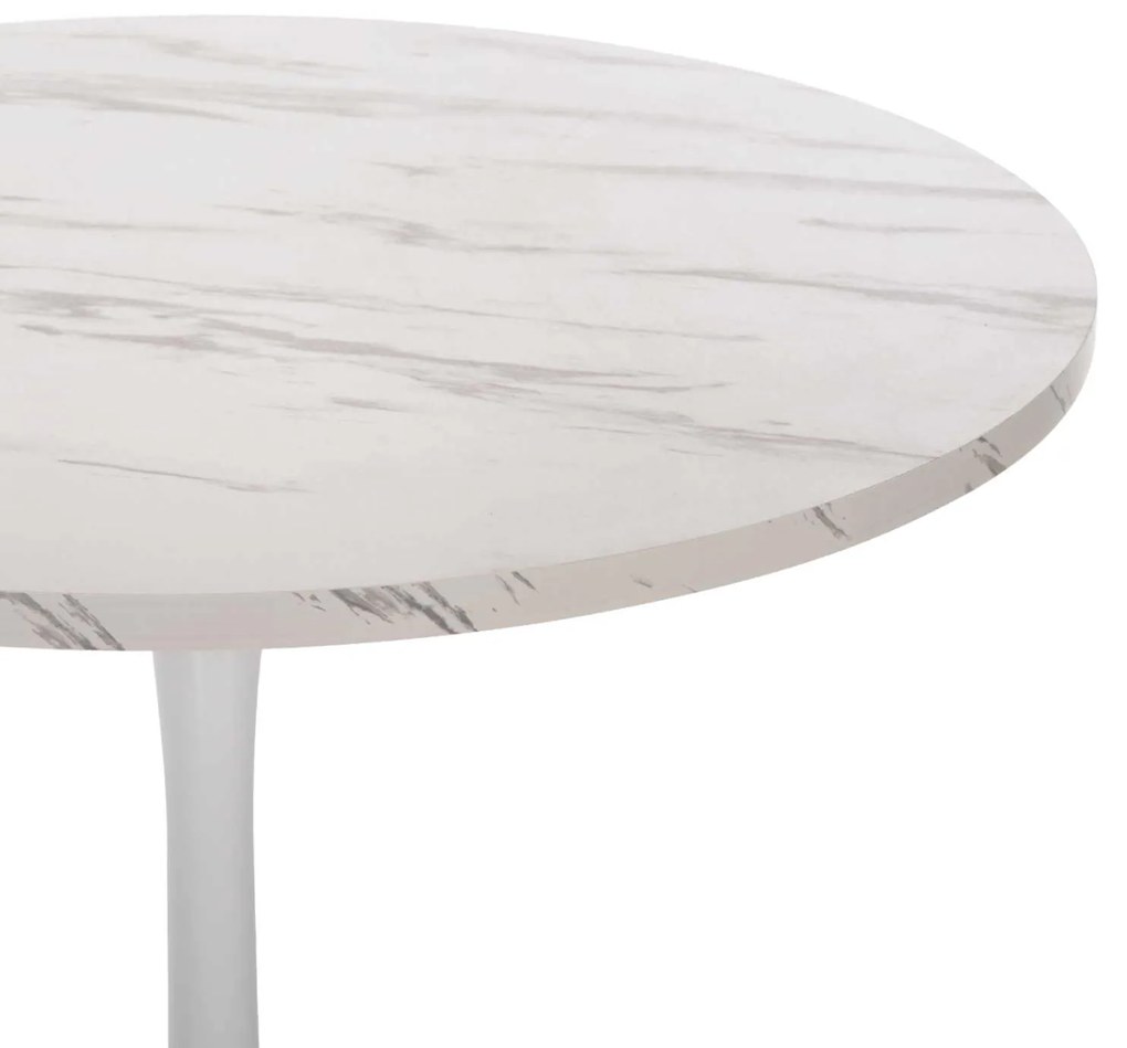 ΤΡΑΠΕΖΙ ΤΡΑΠΕΖΑΡΙΑΣ ΣΤΡΟΓΓΥΛΟ WHITE MARBLE HM9421.01 Φ90x74Y εκ.