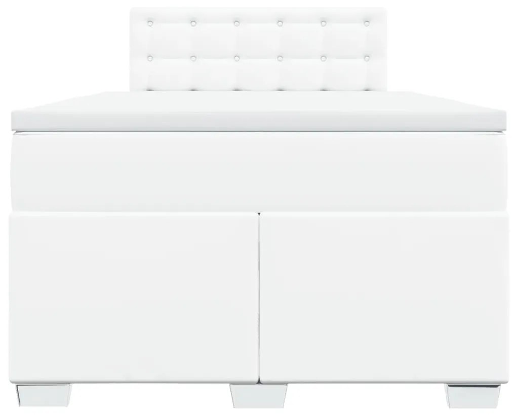 vidaXL Κρεβάτι Boxspring με Στρώμα Λευκό 120x190εκ.από Συνθετικό Δέρμα