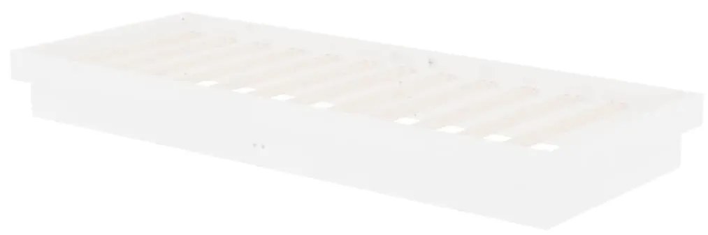 vidaXL Πλαίσιο Κρεβατιού Λευκό 75x190 εκ. Μασίφ Ξύλο Small Single