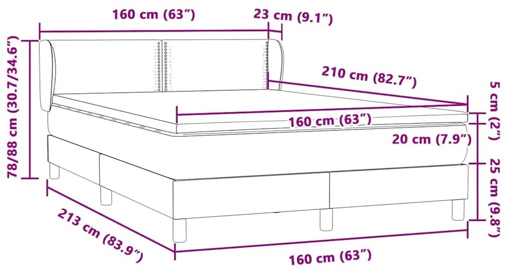 Κρεβάτι Boxspring με Στρώμα Ροζ 160x210 εκ. Βελούδινο - Ροζ