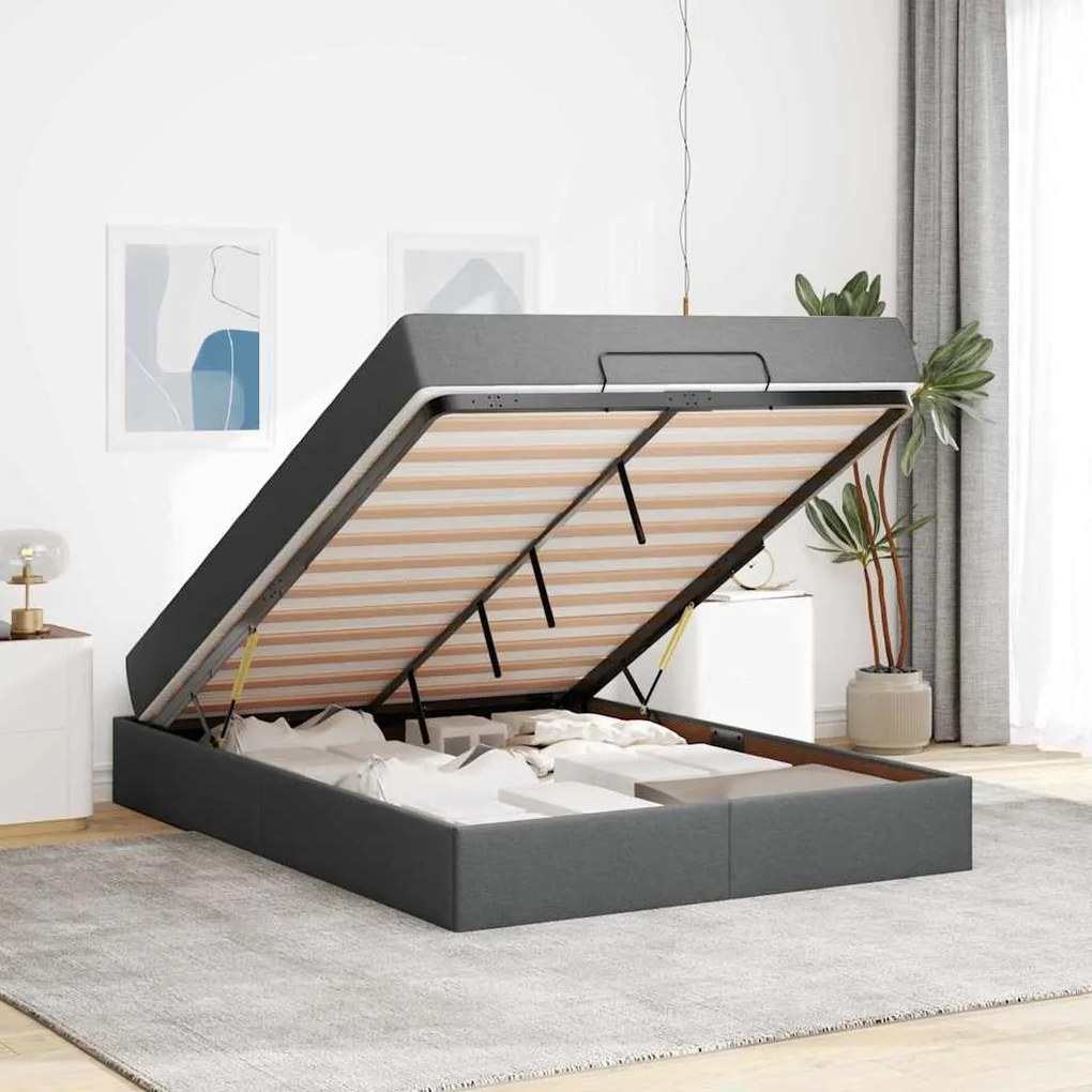 vidaXL Σκελετός Κρεβατιού Σκούρο γκρι 140 x 200 cm ύφασμα