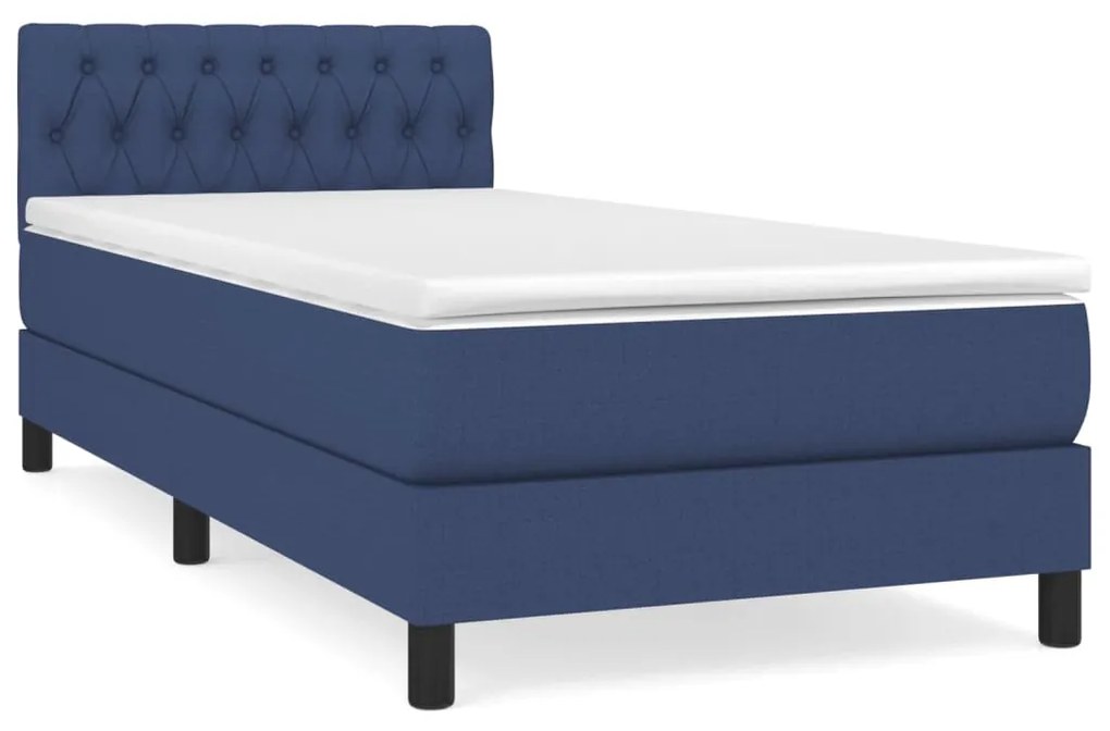 vidaXL Κρεβάτι Boxspring με Στρώμα Μπλε 100 x 200 εκ. Υφασμάτινο