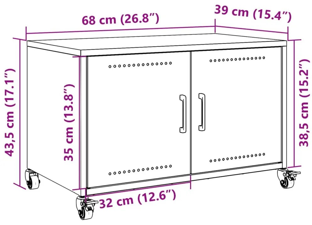 Έπιπλο Τηλεόρασης Πράσινο Λαδί 68x39x43,5 εκ. από Ατσάλι - Πράσινο