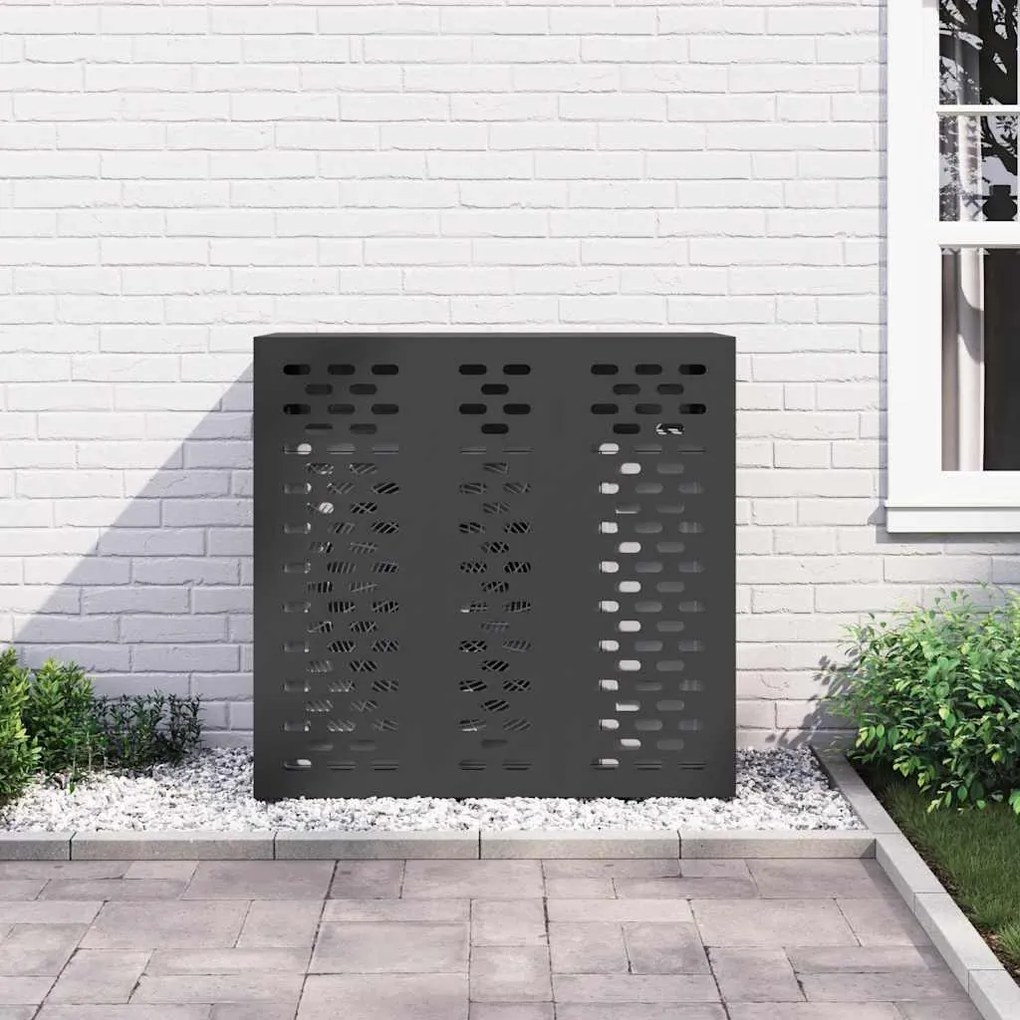 vidaXL Κάλυμμα κλιματιστικού Μαύρο 110 x 50 x 105 εκ Ατσάλι