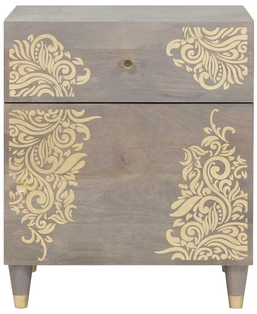 vidaXL Κομοδίνο με συρτάρι Γκρι 50 x 33 x 60 εκ Μασίφ ξύλο μάνγκο