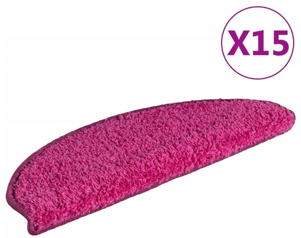 vidaXL Πατάκια Σκαλοπάτια 15 τεμ. Ροζ Ημίστρογγυλά Μεγάλα 65x21x4 εκ.
