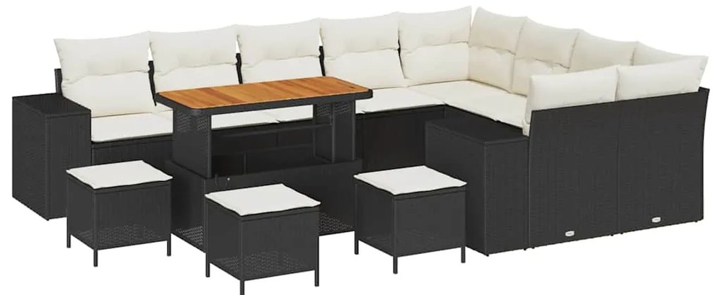 vidaXL Σετ Καναπέ Κήπου με μαξιλάρι 13 pcs Μαύρο συνθετικό ρατάν