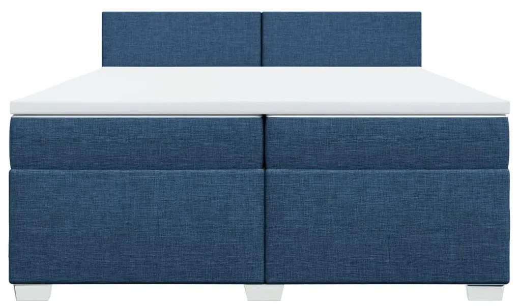 vidaXL Κρεβάτι Boxspring με Στρώμα Μπλε 200x200 εκ. Υφασμάτινο