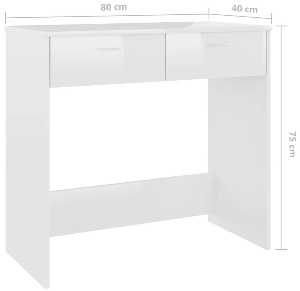 vidaXL Γραφείο Γυαλιστερό Λευκό 80 x 40 x 75 εκ. από Επεξ. Ξύλο