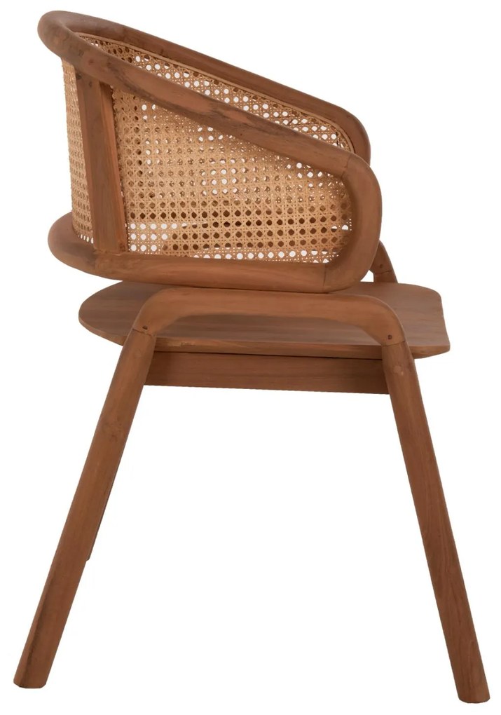 Καρέκλα-Πολυθρόνα C9402.01 Μασίφ Ξύλο Teak και Rattan πλάτη Φυσικό 57x62x83Υεκ. 57x62x83 εκ.