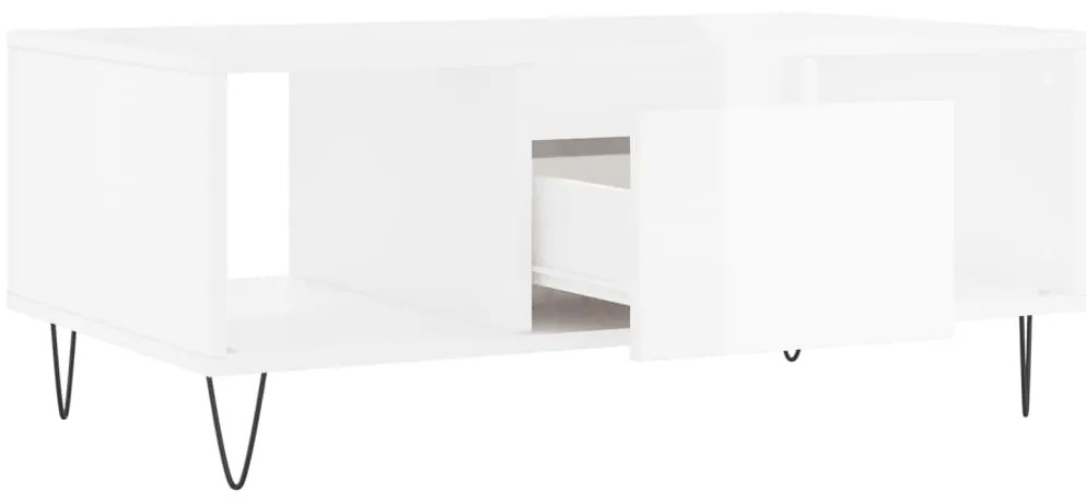 vidaXL Τραπεζάκι Σαλονιού Γυαλ. Λευκό 90x50x36,5 εκ. Επεξεργ. Ξύλο