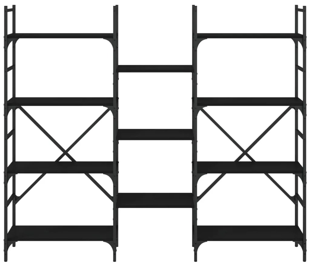 vidaXL Βιβλιοθήκη Μαύρη 160 x 28,5 x 136,5 εκ. από Επεξεργασμένο Ξύλο