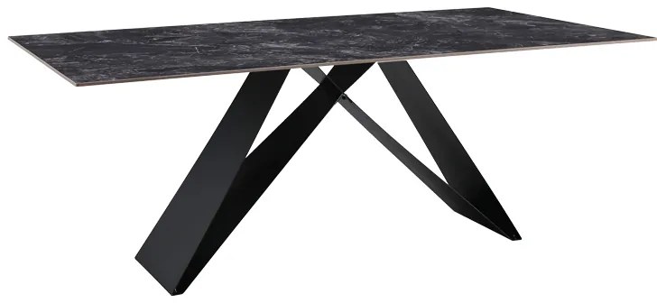 Τραπέζι Meja pakoworld Sintered stone μαύρο με μεταλλικά πόδια σε μαύρη απόχρωση 200x100x76εκ