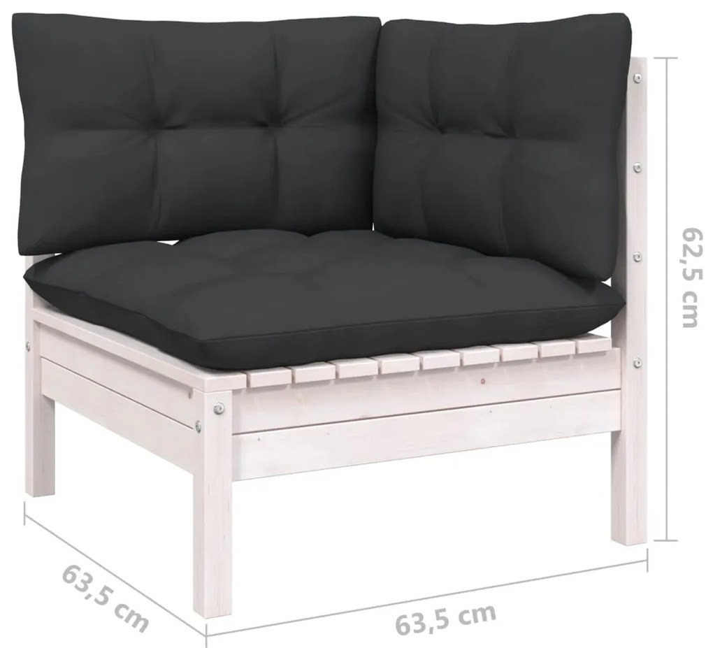 vidaXL Σαλόνι Κήπου Σετ 9 Τεμαχίων Λευκό από Ξύλο Πεύκου με Μαξιλάρια