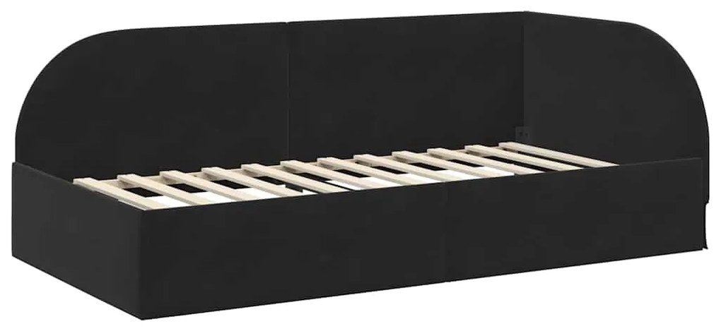 vidaXL Κρεβάτι Γωνίας με κεφαλάρι Μαύρο 80 εκ x 200 εκ Βελούδο