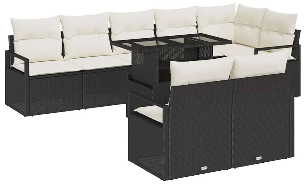 vidaXL Σετ Καναπέ Κήπου με αποθήκευση 9 pcs Μαύρο Πολυ ράταν