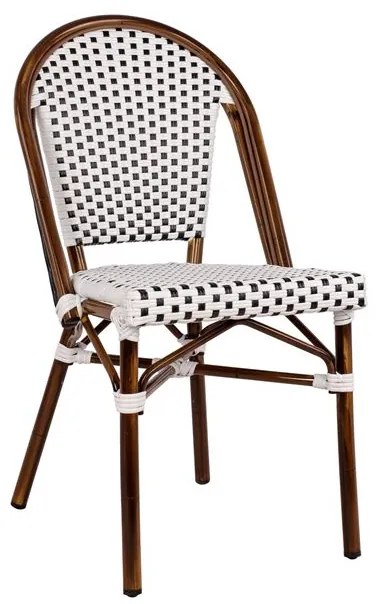 ΚΑΡΕΚΛΑ BISTRO ΑΛΟΥΜΙΝΙΟΥ BAMBOO LOOK ΜΕ ΛΕΥΚΟ-ΜΑΥΡΟ RATTAN HM5566.01 45x54x90Υεκ.