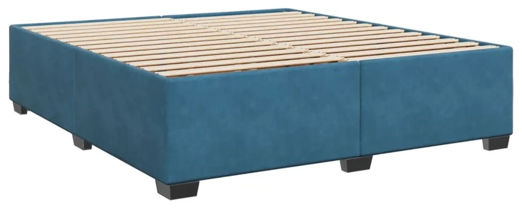 vidaXL Κρεβάτι Boxspring με Στρώμα Μπλε 180x200 εκ. Βελούδινο