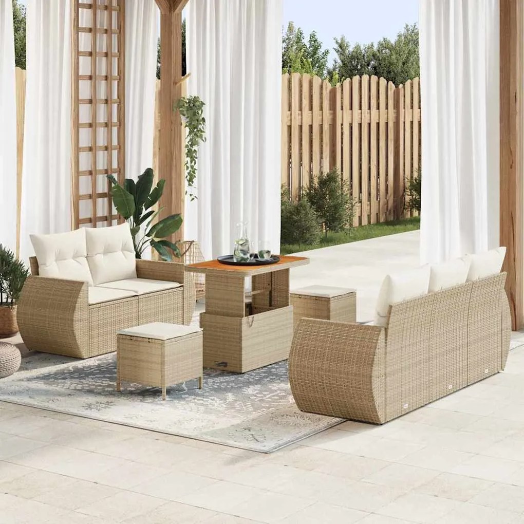 vidaXL Σετ Καναπέ Κήπου 8 pcs Μπεζ συνθετικό ρατάν