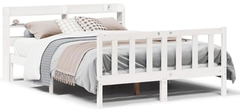 vidaXL Σκελετός Κρεβ. Χωρίς Στρώμα Λευκό 150x200 εκ Μασίφ Πεύκο