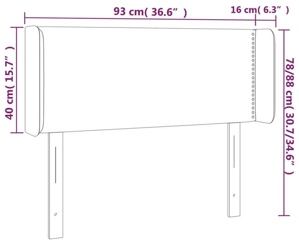 vidaXL Κεφαλάρι Κρεβατιού LED Κρεμ 93x16x78/88 εκ. από Συνθετικό Δέρμα