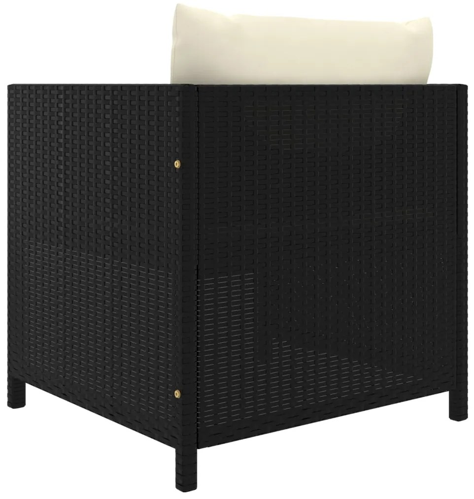 vidaXL Καναπές Κήπου Μαύρος από Συνθετικό Ρατάν με Μαξιλάρια