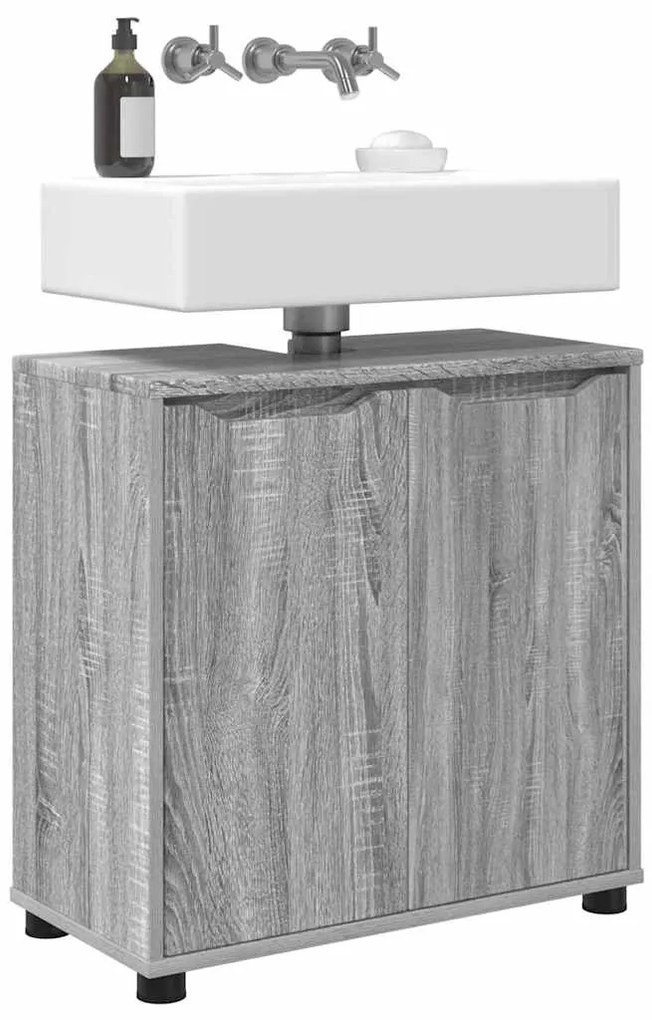 vidaXL Ντουλάπα νιπτήρα μπάνιου με ράφι Γκρίζο Σονομα 60 x 30 x 60 cm