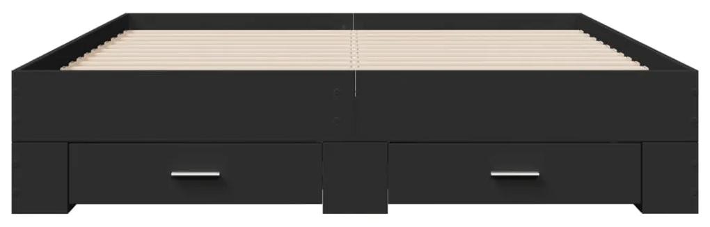 vidaXL Πλαίσιο Κρεβατιού με Συρτάρια Μαύρο 140x200 εκ Επεξεργ. Ξύλο