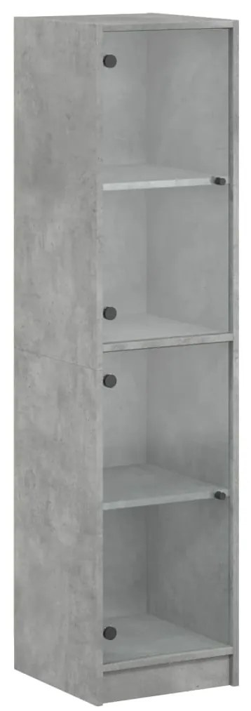 vidaXL Ντουλάπι Γκρι Σκυροδέματος 35x37x142 εκ. με Γυάλινες Πόρτες