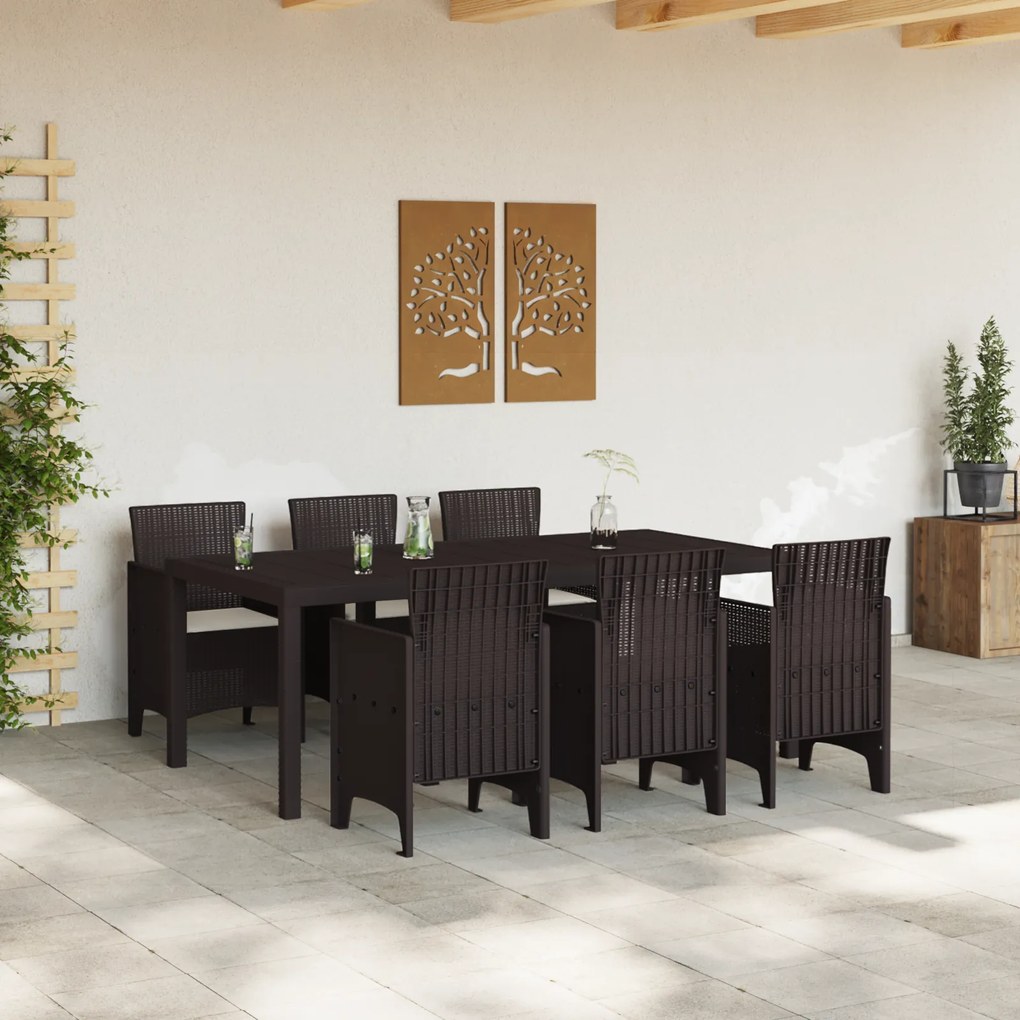 vidaXL Σετ Εξωτερικής Τραπεζαρίας 7 pcs Καφέ 200 x 100 x 73 εκ.