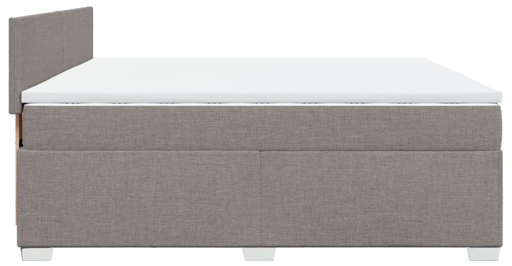 Κρεβάτι Boxspring με Στρώμα Taupe 200x200 εκ. Υφασμάτινο - Μπεζ-Γκρι