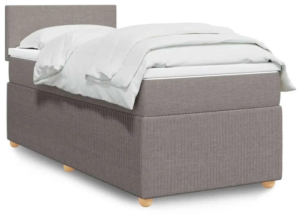 vidaXL Κρεβάτι Boxspring με Στρώμα Taupe 90x200 εκ. Υφασμάτινο