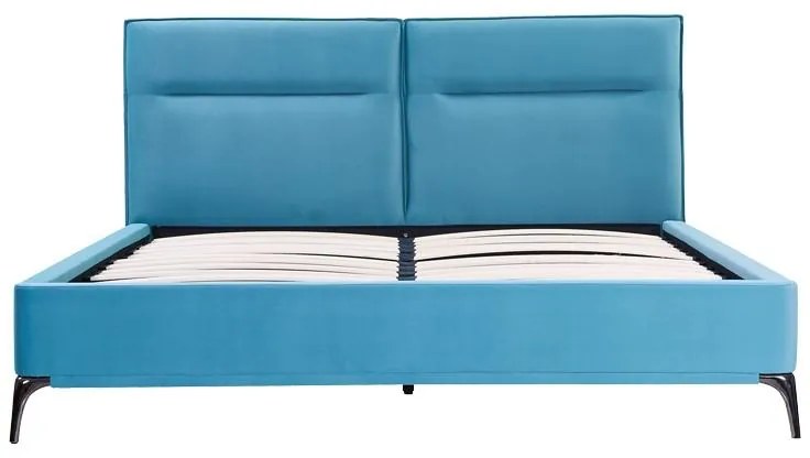 Κρεβάτι Ikina βελούδο σε πετρόλ απόχρωση 160x200εκ 176x223x100 εκ.