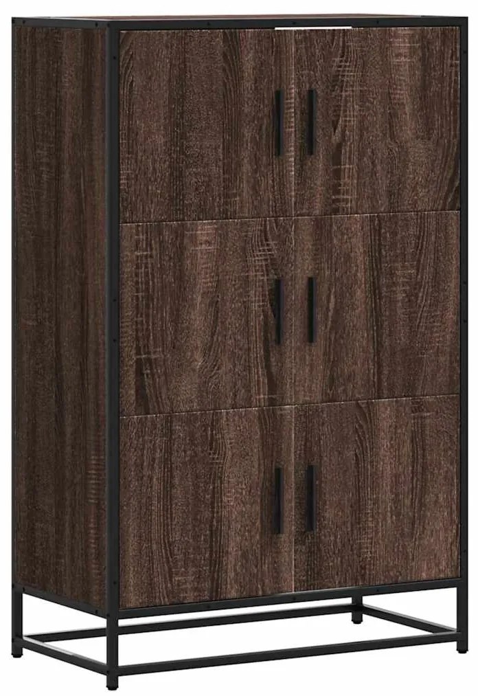 Highboard καφέ δρυς Κατασκευασμένο ξύλο και μέταλλο - Καφέ