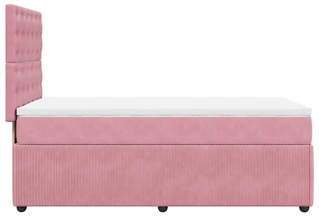 vidaXL Κρεβάτι Boxspring με Στρώμα Ροζ 90x190 εκ. Βελούδινο