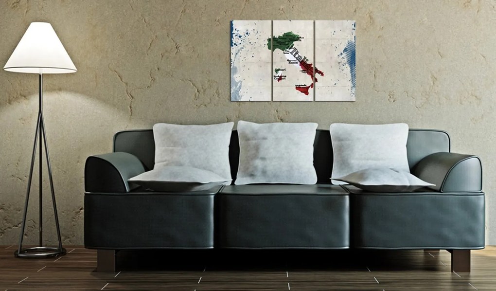 Πίνακας - Map of Italy - triptych 120x80