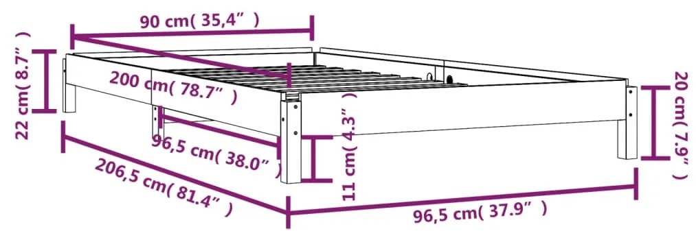 Κρεβάτι Στοιβαζόμενο Λευκός 90x200 εκ. από Μασίφ Ξύλο Πεύκου - Λευκό