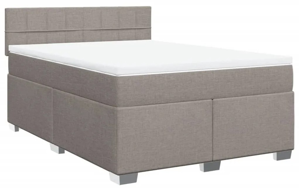 Κρεβάτι Boxspring με Στρώμα Taupe 140x190 εκ. Υφασμάτινο - Μπεζ-Γκρι