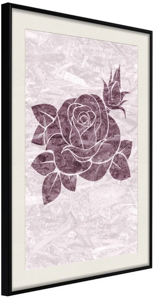 Αφίσα - Monochromatic Rose - 30x45 - Μαύρο - Με πασπαρτού