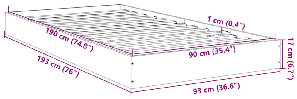 ΠΛΑΙΣΙΟ ΚΡΕΒΑΤΙΟΥ ΚΑΠΝΙΣΤΗ ΔΡΥΣ 90 X 190 ΕΚ. ΕΠΕΞΕΡΓΑΣΜΕΝΟ ΞΥΛΟ 842074