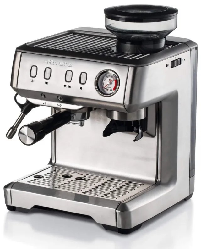 Καφετιέρα Ariete ESPRESSO METAL 1313/10, 1600W, 15 bar, 2 l, Ενσωματωμένος μύλος καφέ με 11 στάδια, μετρητής, Inox