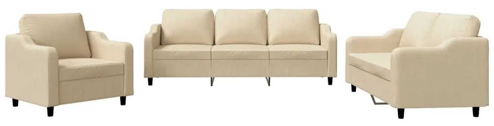 vidaXL Πολυθρόνες Σετ 3 Τεμαχίων Κρεμ από Ύφασμα με Μαξιλάρια