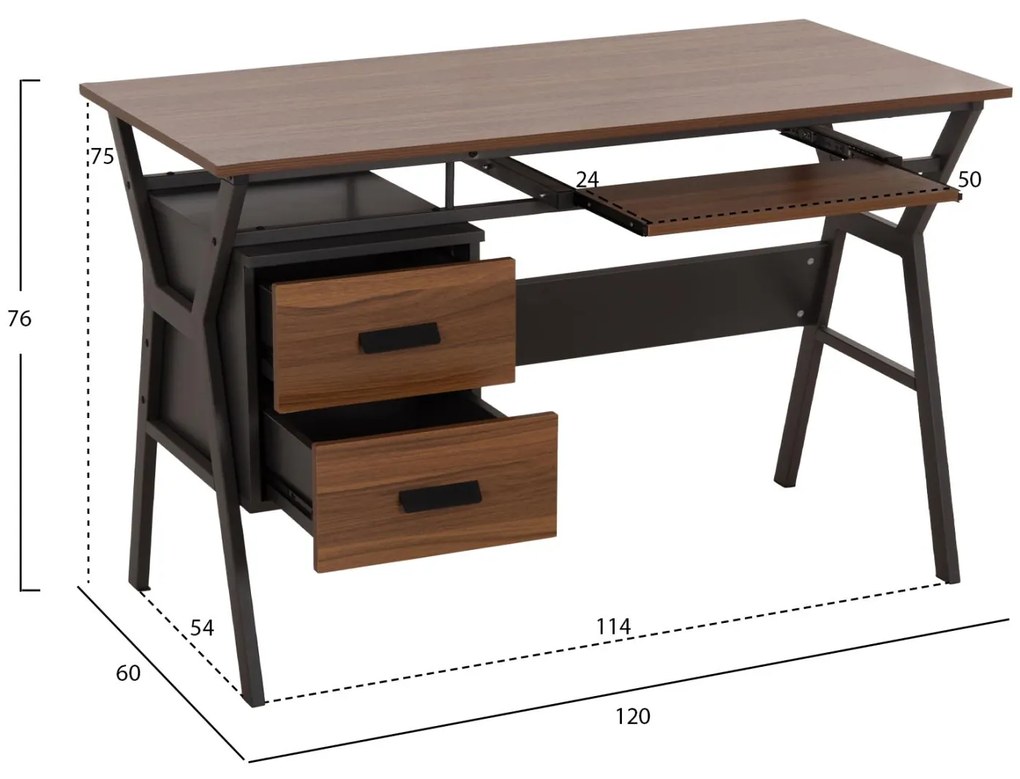 ΓΡΑΦΕΙΟ ΚΑΡΥΔΙ-ΓΚΡΙ ΜΕ ΜΑΤ ΓΚΡΙ ΣΚΕΛΕΤΟ  120X60X76εκ.